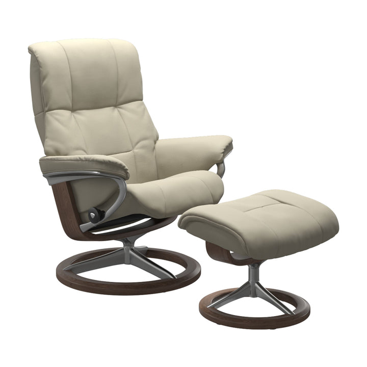 Stressless Mayfair Signature Chair & Ottoman Living Room Ekornes Large Paloma Light Grey Walnut