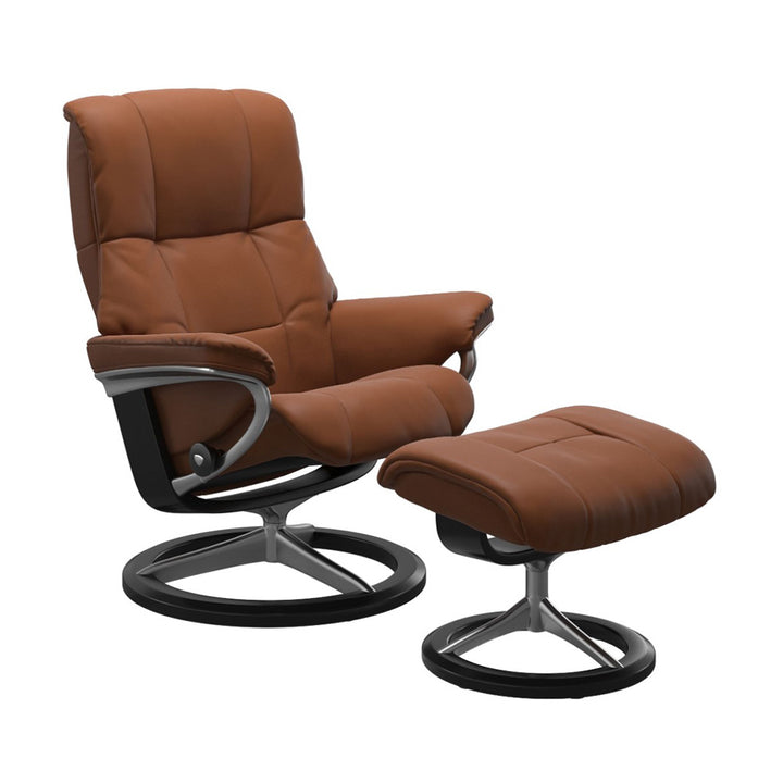 Stressless Mayfair Signature Chair & Ottoman Living Room Ekornes Large Paloma New Cognac Black