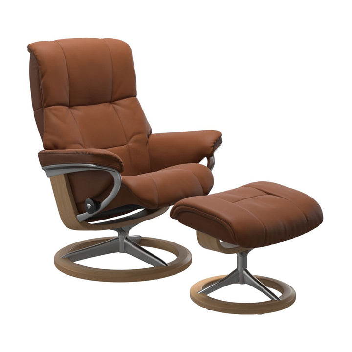 Stressless Mayfair Signature Chair & Ottoman Living Room Ekornes Large Paloma New Cognac Oak