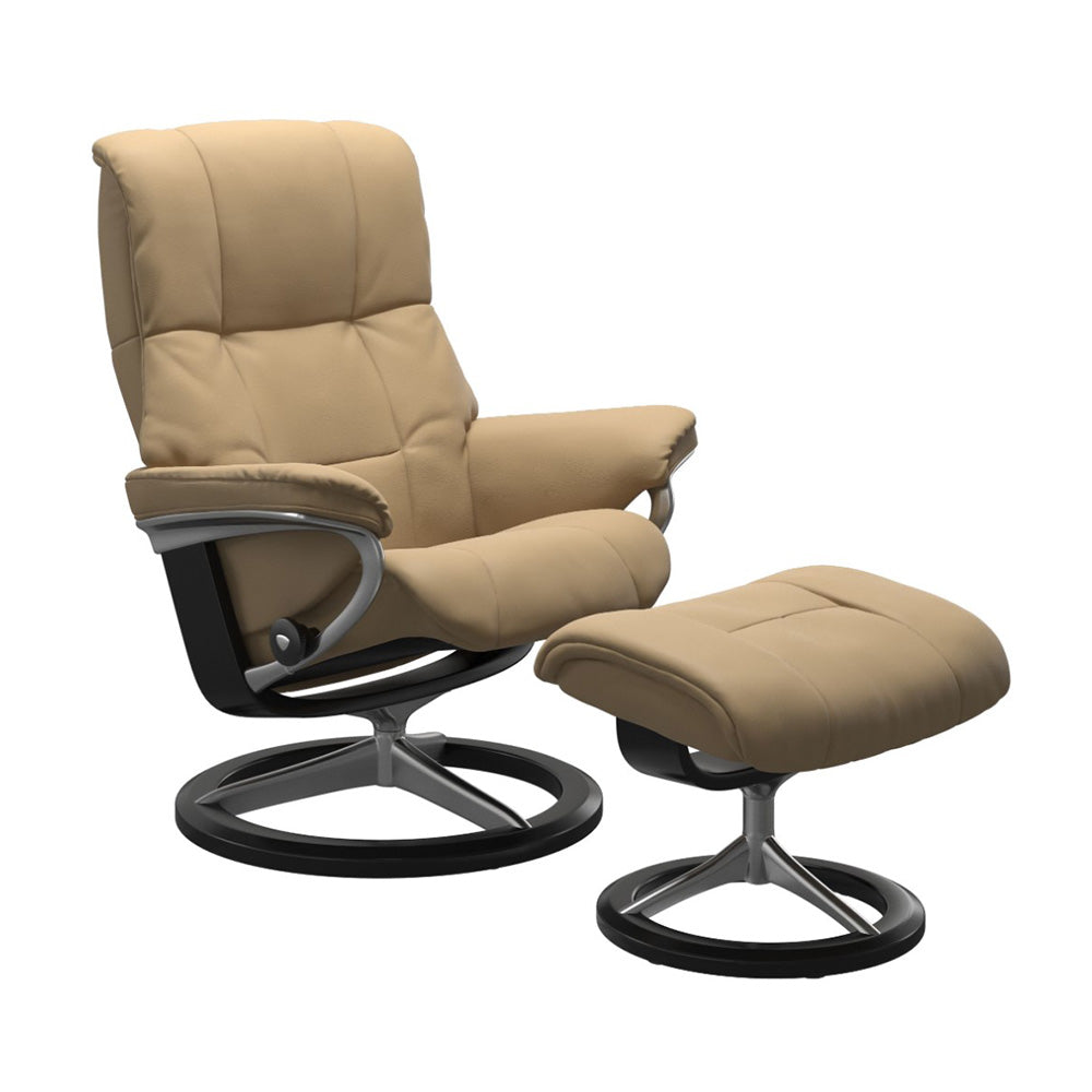 Stressless Mayfair Signature Chair & Ottoman Living Room Ekornes Large Paloma Sand Black