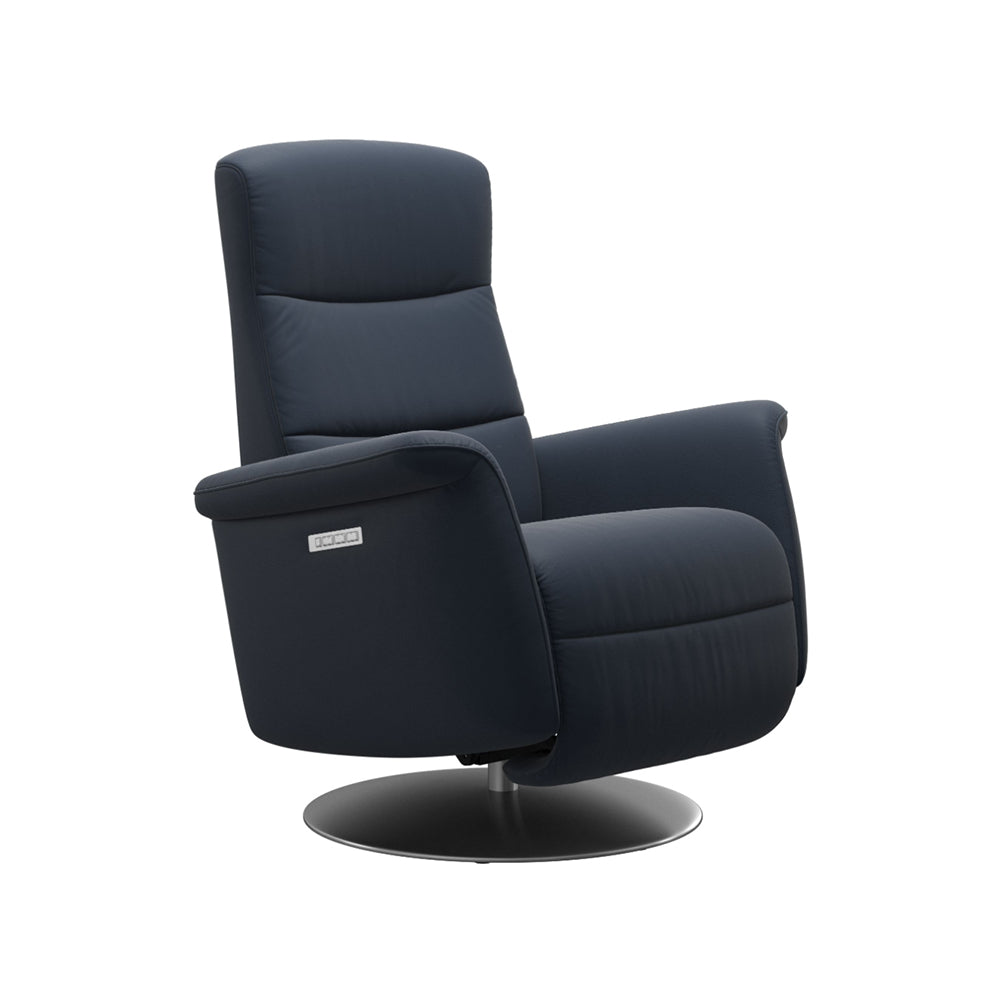 Stressless Mike Recliner, Steel Base Living Room Ekornes Large Paloma Oxford Blue 