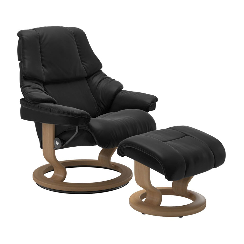 Stressless Reno Classic Chair & Ottoman Living Room Ekornes Large Paloma Black Oak