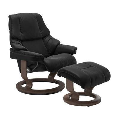 Stressless Reno Classic Chair & Ottoman Living Room Ekornes Small Paloma Black Walnut Stain