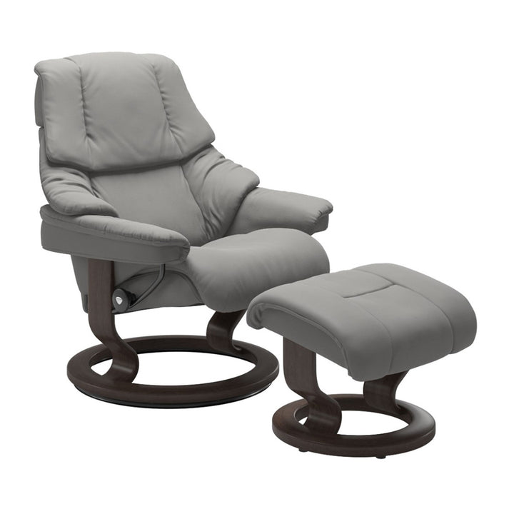 Stressless Reno Classic Chair & Ottoman Living Room Ekornes Large Paloma Silver Grey Wenge