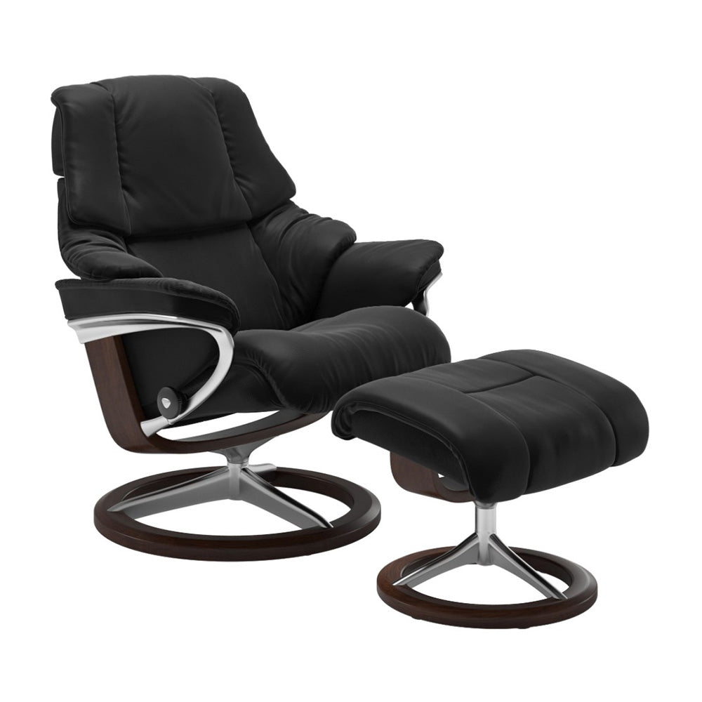 Stressless Reno Signature Chair & Ottoman Living Room Ekornes Large Paloma Black Brown