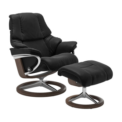 Stressless Reno Signature Chair & Ottoman Living Room Ekornes Small Paloma Black Walnut Stain