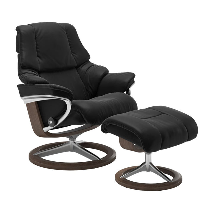 Stressless Reno Signature Chair & Ottoman Living Room Ekornes Large Paloma Black Walnut