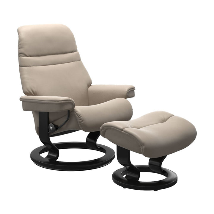 Stressless Sunrise Classic Chair & Ottoman Living Room Ekornes Large Paloma Mushroom Black