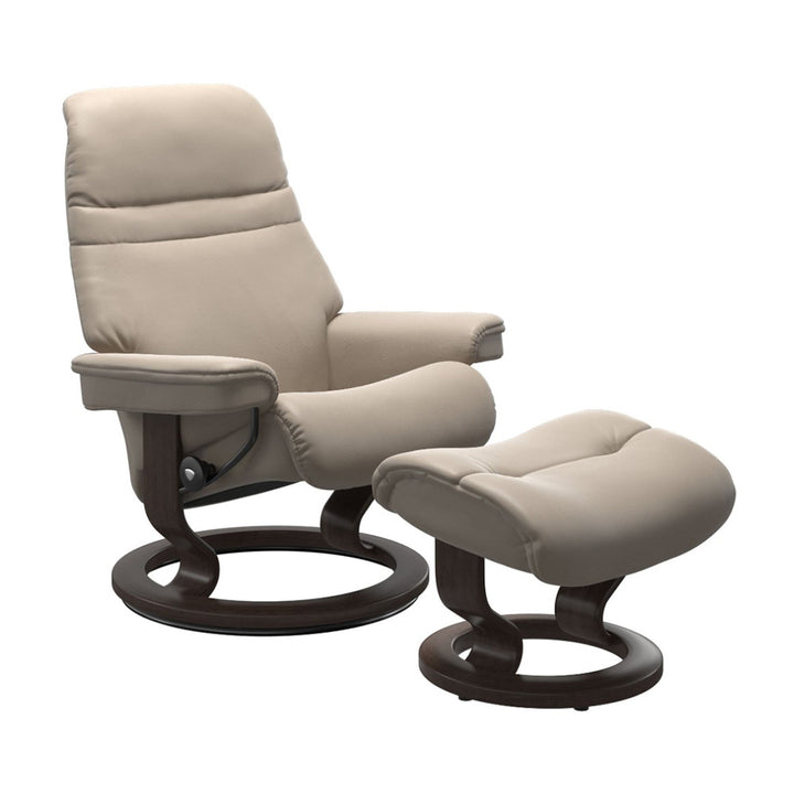 Stressless Sunrise Classic Chair & Ottoman Living Room Ekornes Large Paloma Mushroom Wenge