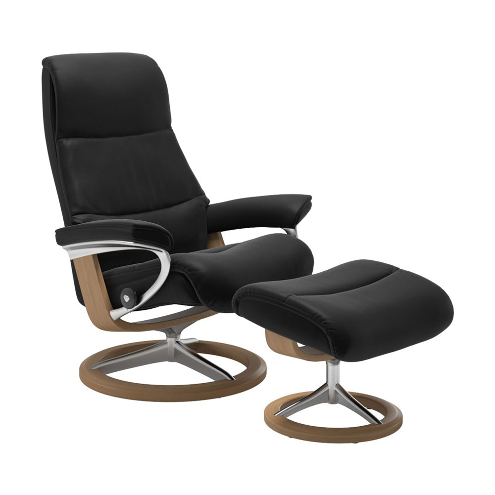 Stressless View Signature Chair & Ottoman Living Room Ekornes Large Paloma Black Oak