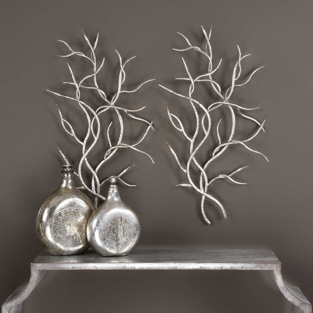 Silver Branches Wall Art, Set of 2 