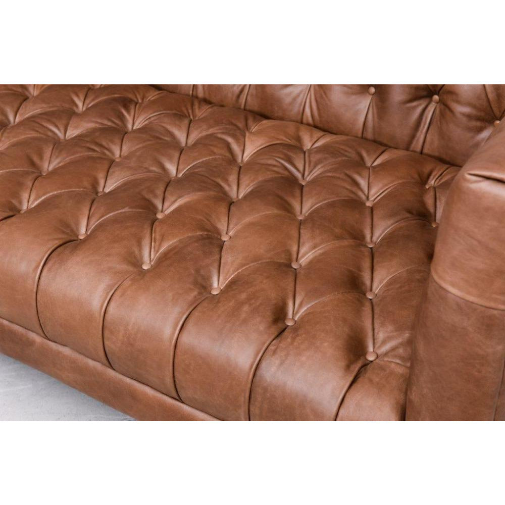 Williams 90" Leather Sofa, Washed Chocolate Living Room Four Hands   