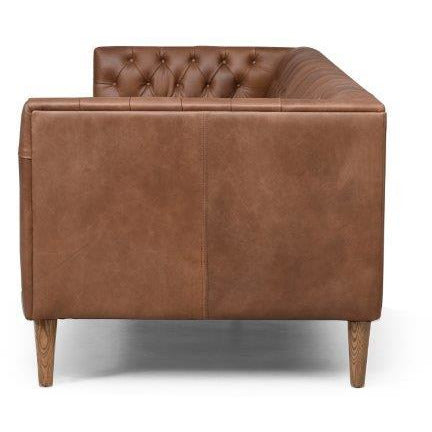 Williams 90" Leather Sofa, Washed Chocolate Living Room Four Hands   