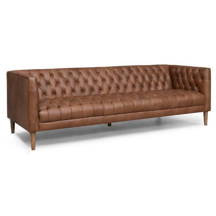 Williams 90" Leather Sofa, Washed Chocolate Living Room Four Hands   