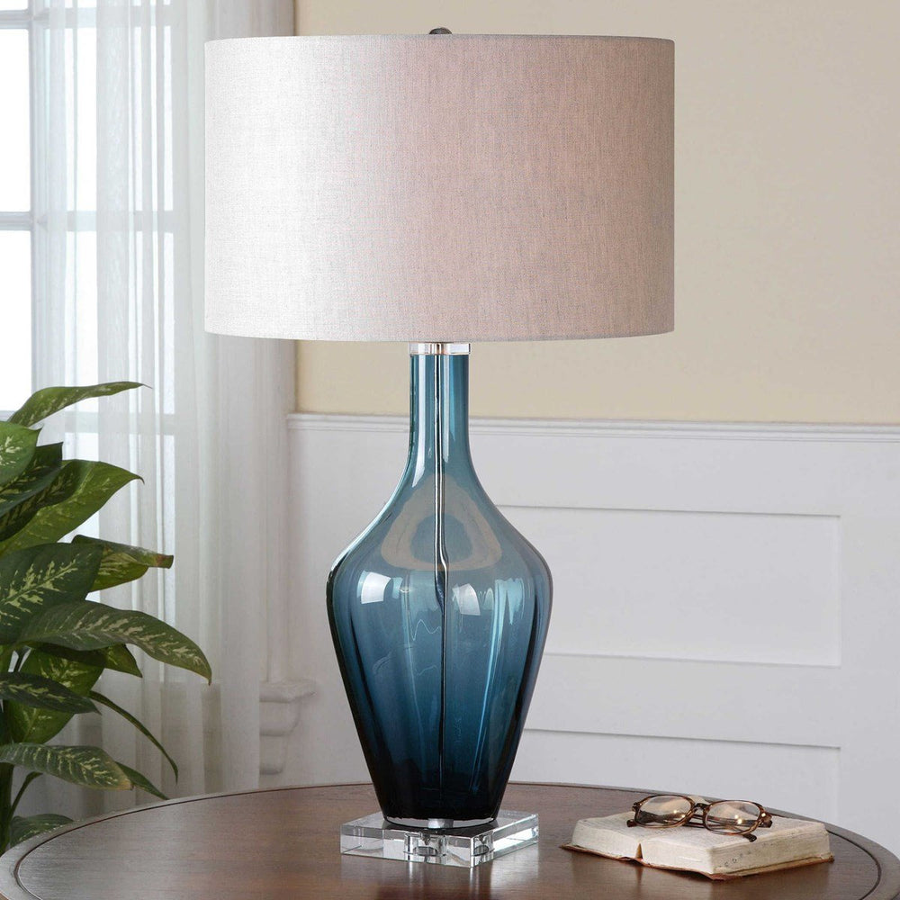 Hagano Blue Glass Table Lamp Accessories Uttermost   