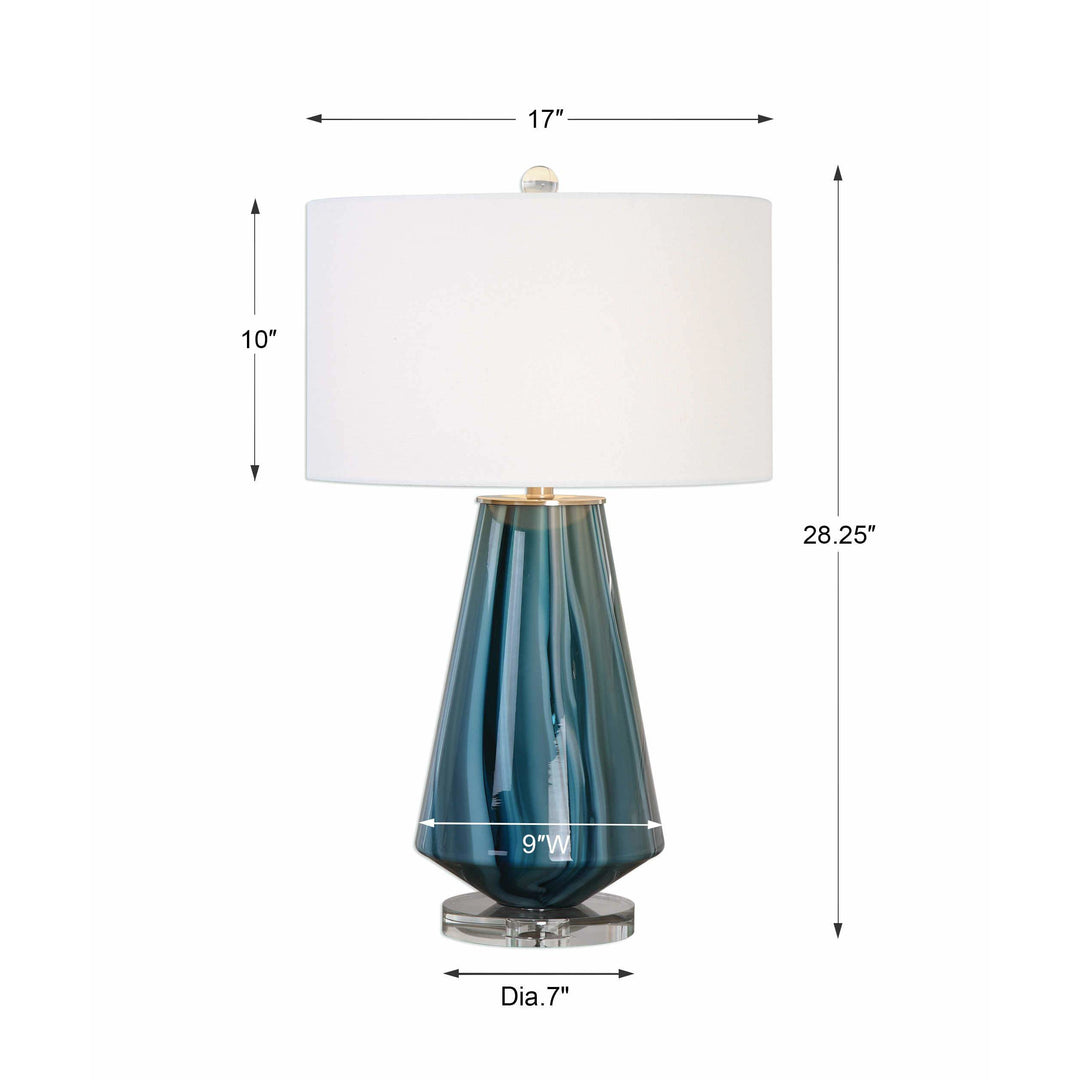 Pescara Teal-Gray Glass Lamp Accessories Uttermost   