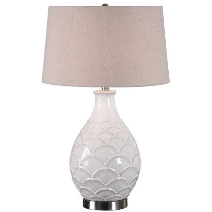 Camellia Glossed White Table Lamp 