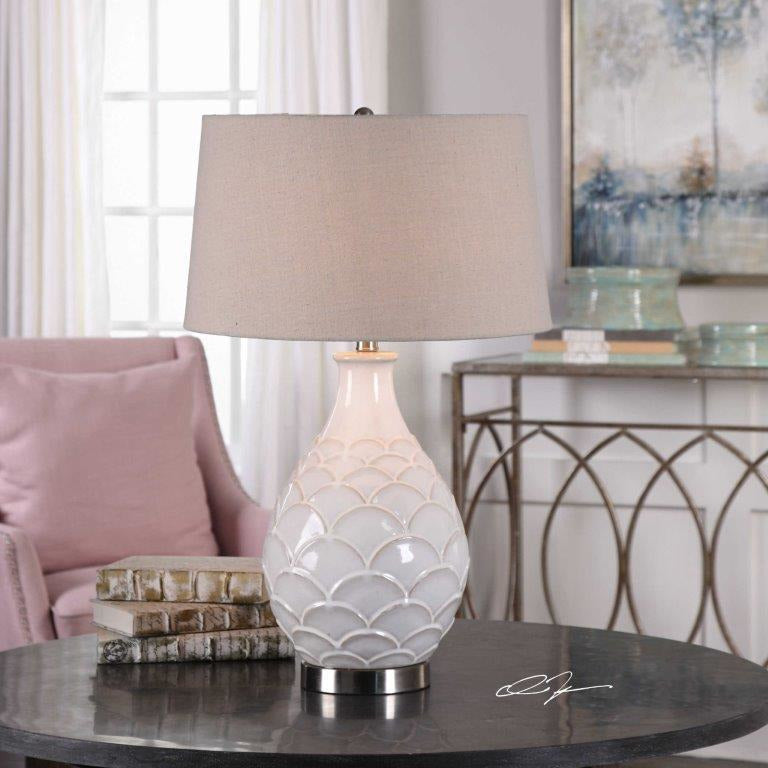 Camellia Glossed White Table Lamp Accessories Uttermost   
