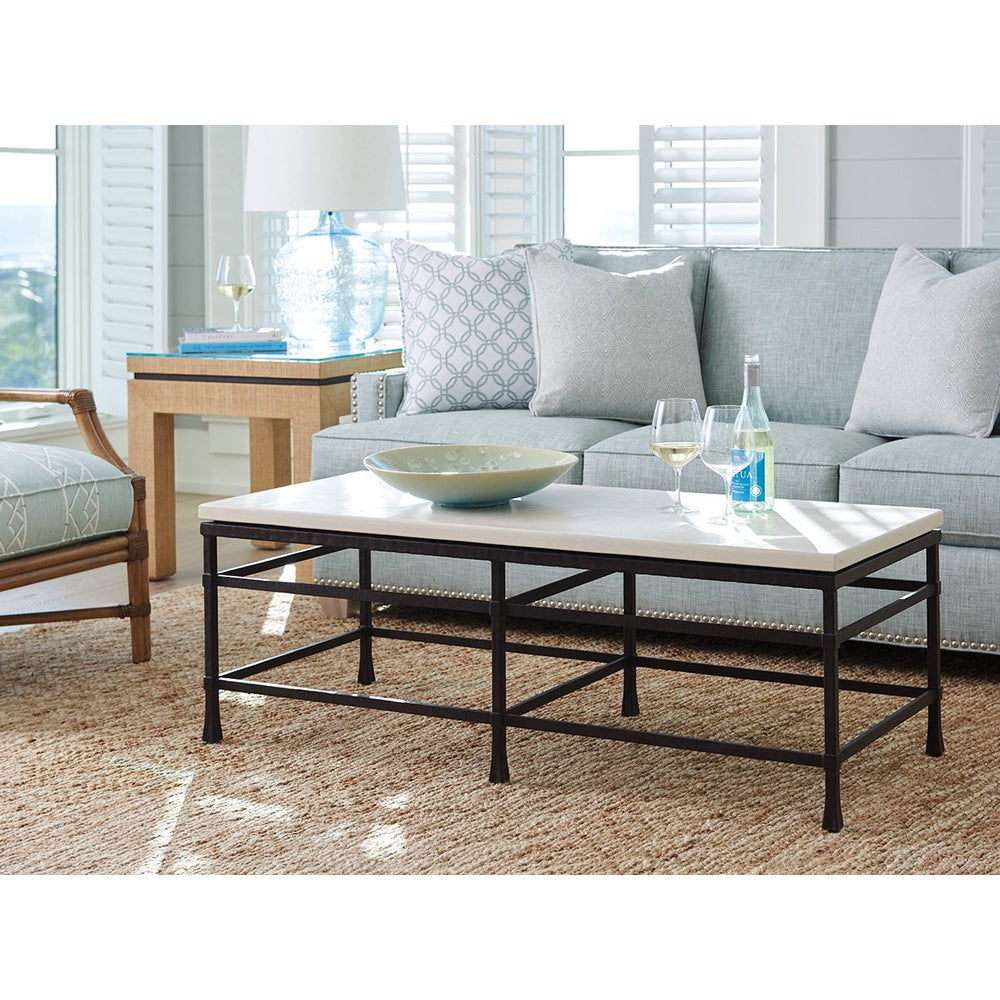 Newport Breakwater Metal And Stone Cocktail Table Living Room Barclay Butera   
