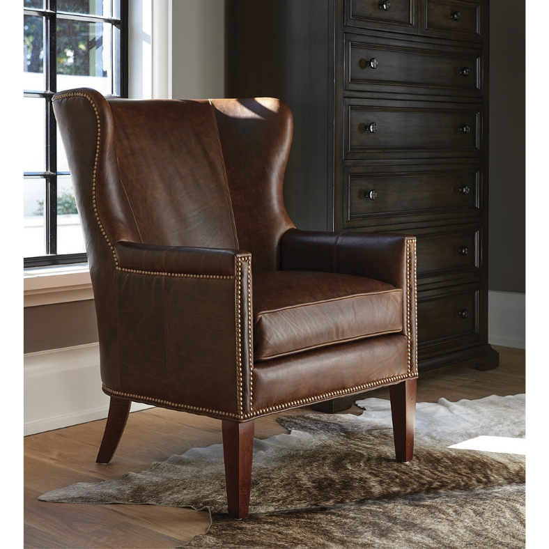 Avery Leather Wing Chair Living Room Barclay Butera   