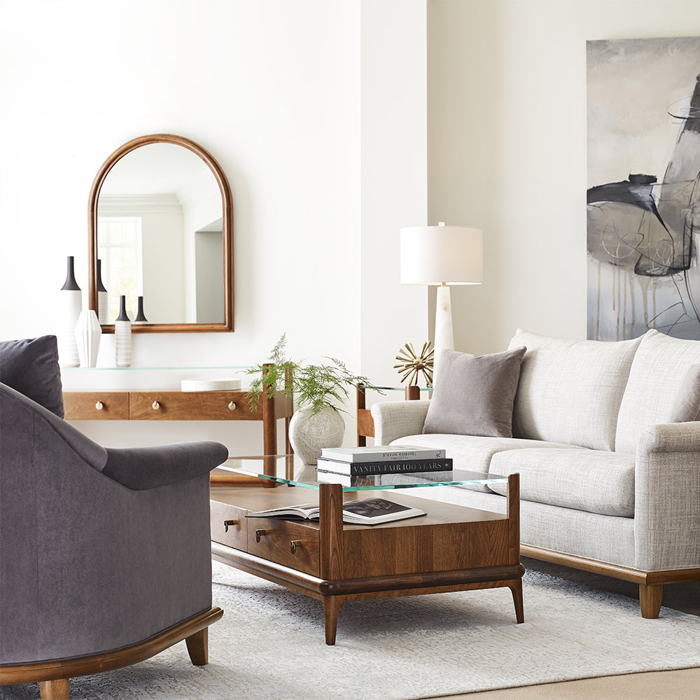 Martine Glass-Top Cocktail Table Living Room Stickley   