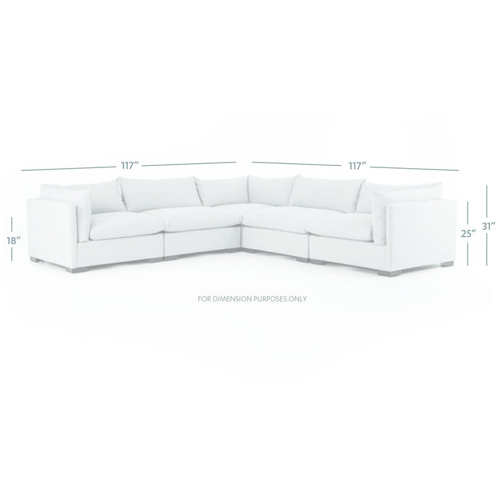 Westwood 5-Piece Sectional, Moon Living Room Four Hands   