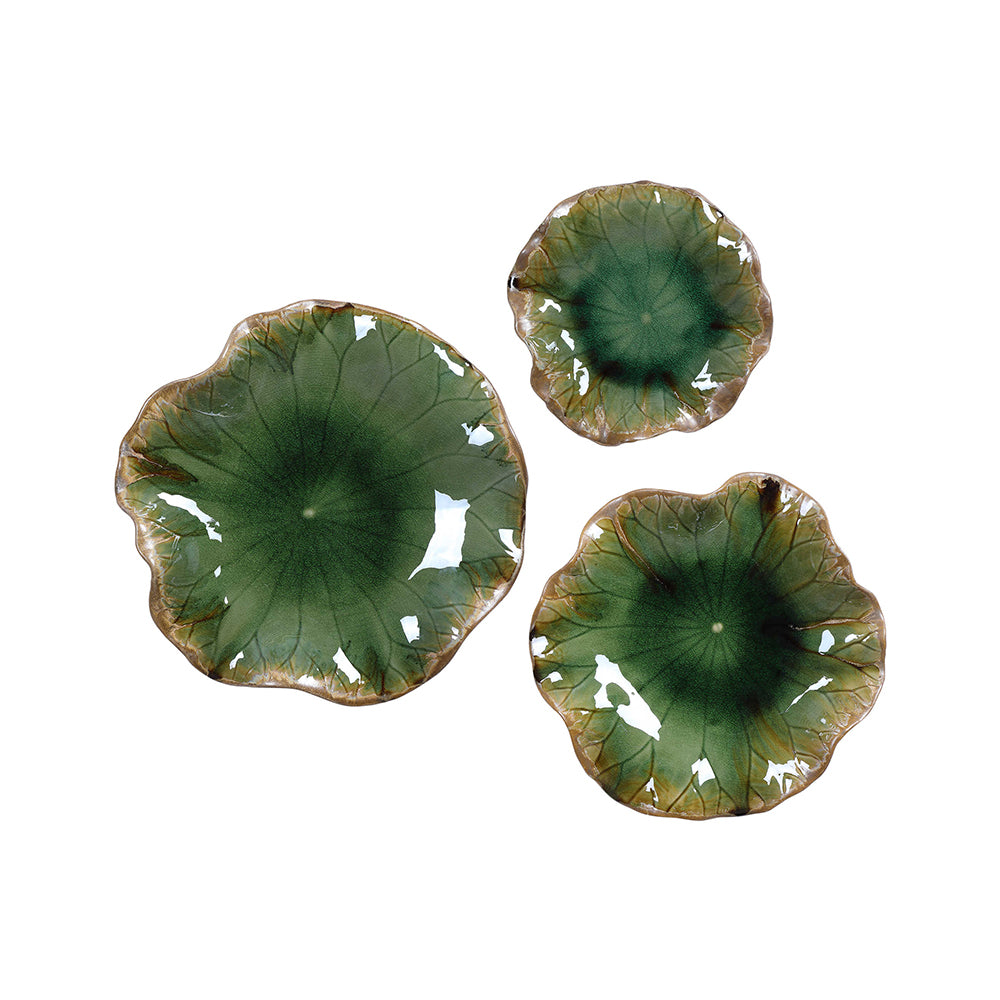 Abella Ceramic Wall Décor, Set of 3 Accessories Uttermost Forest Green  