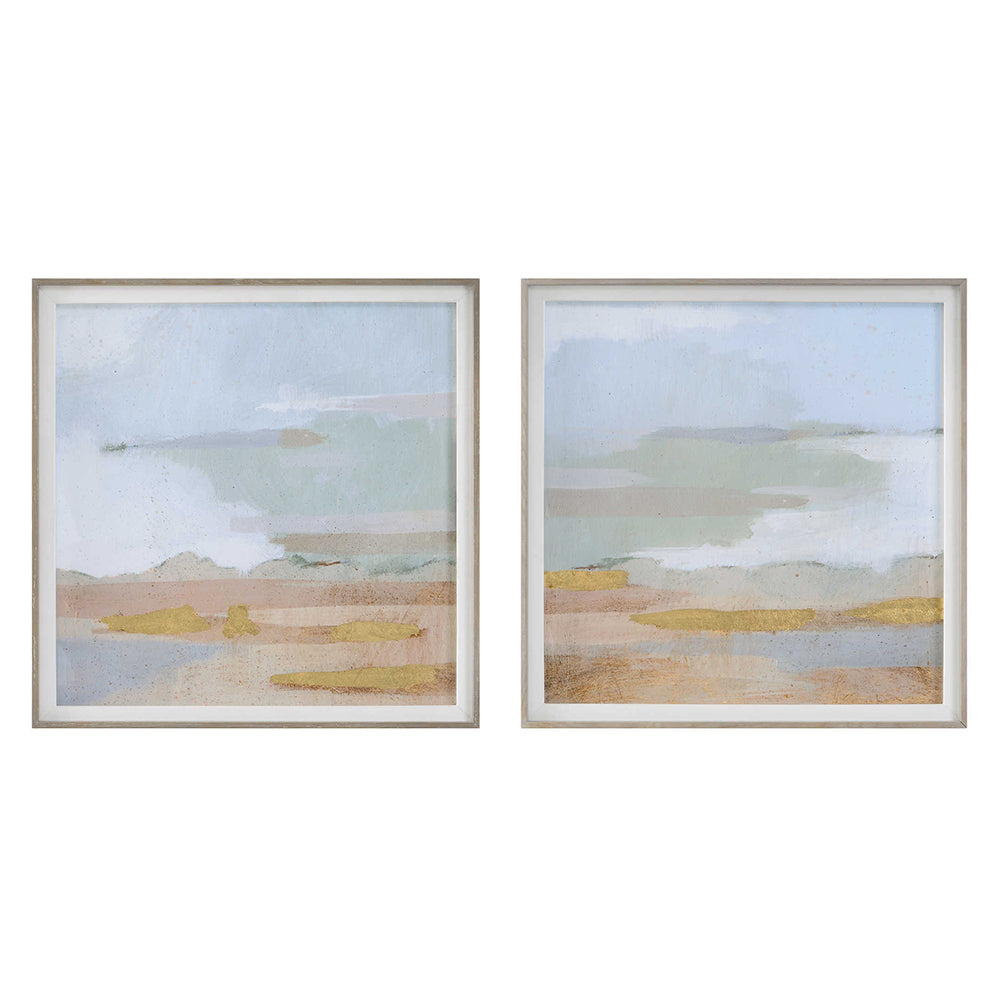 Abstract Coastline Framed Prints, Set of 2 