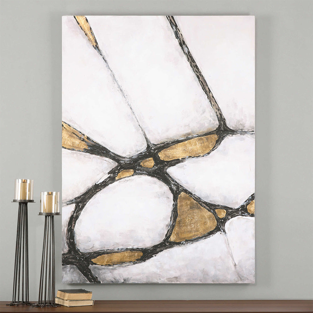 Abstract in Gold and Black Hand Painted Canvas Accessories Uttermost   