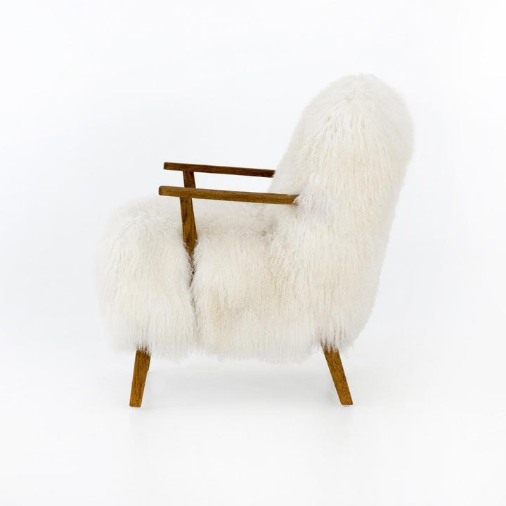 Ashland Armchair, Mongolia Cream Fur Living Room Four Hands   