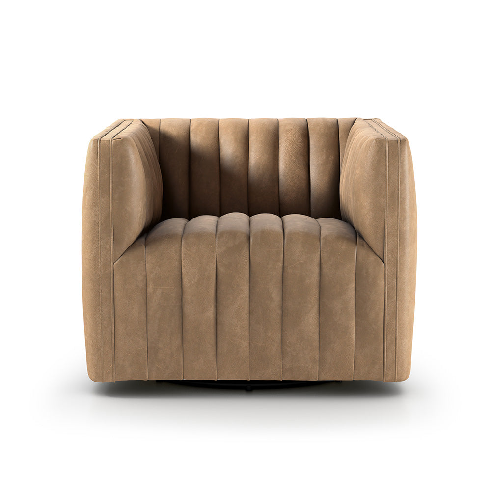 Augustine Swivel Chair, Palermo Drift Living Room Four Hands   