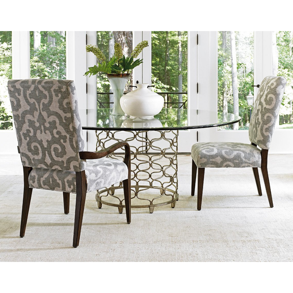 Laurel Canyon Bollinger Round Dining Table With 60 Inch Glass Top Dining Room Lexington   