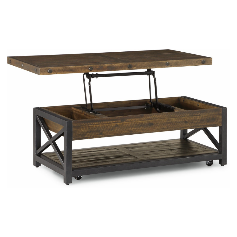 Carpenter Rectangular Lift-Top Coffee Table with Casters 