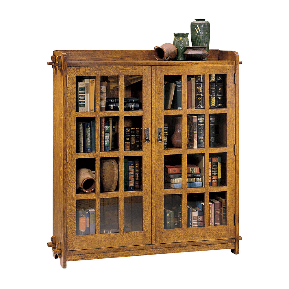 Mission Double Bookcase with Glass Doors Home Office Stickley   