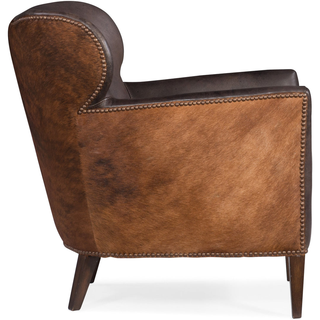 Kato Leather Club Chair w/  Dark Hair on Hide Living Room Hooker Furniture   