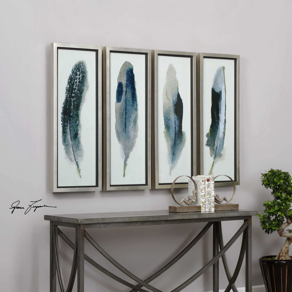 Feathered Beauty Framed Prints, Set of 4 Accessories Uttermost   