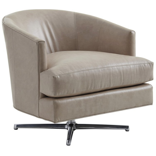 Graves Leather Swivel Chair with Polished Chrome Base 