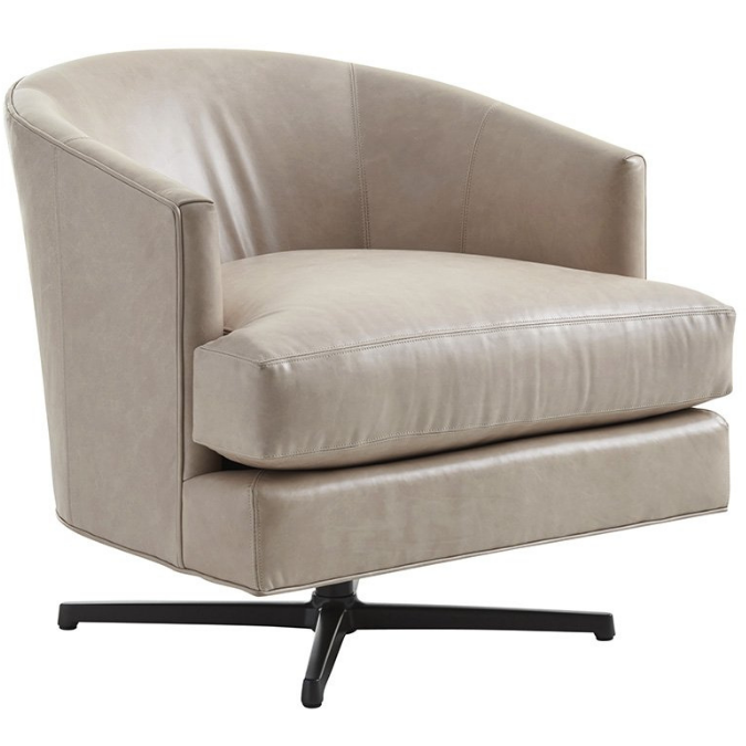 Graves Leather Swivel Chair Charcoal Base Living Room Lexington   