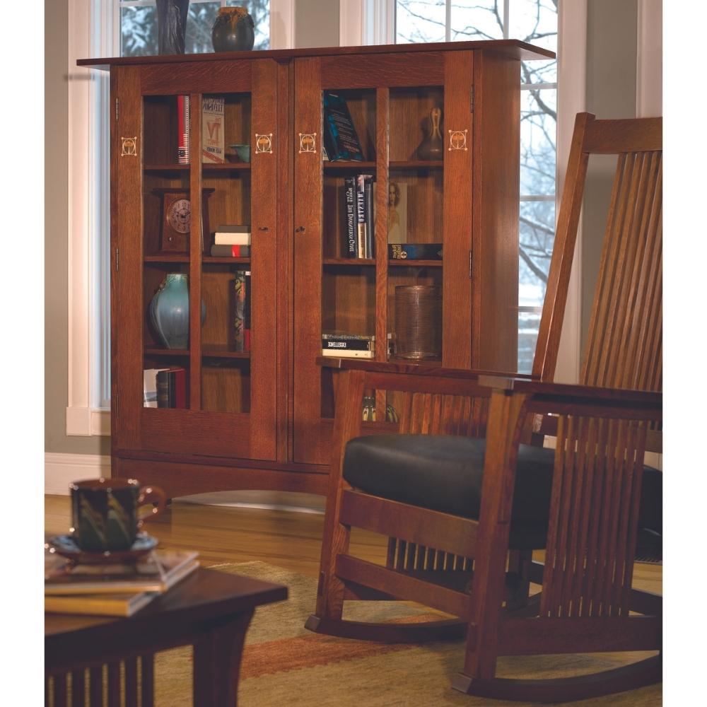 Harvey Ellis Bookcase with Inlay Home Office Stickley   