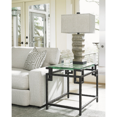 Island Fusion Hermes Reef Glass Top End Table 