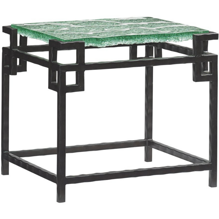 Island Fusion Hermes Reef Glass Top End Table 