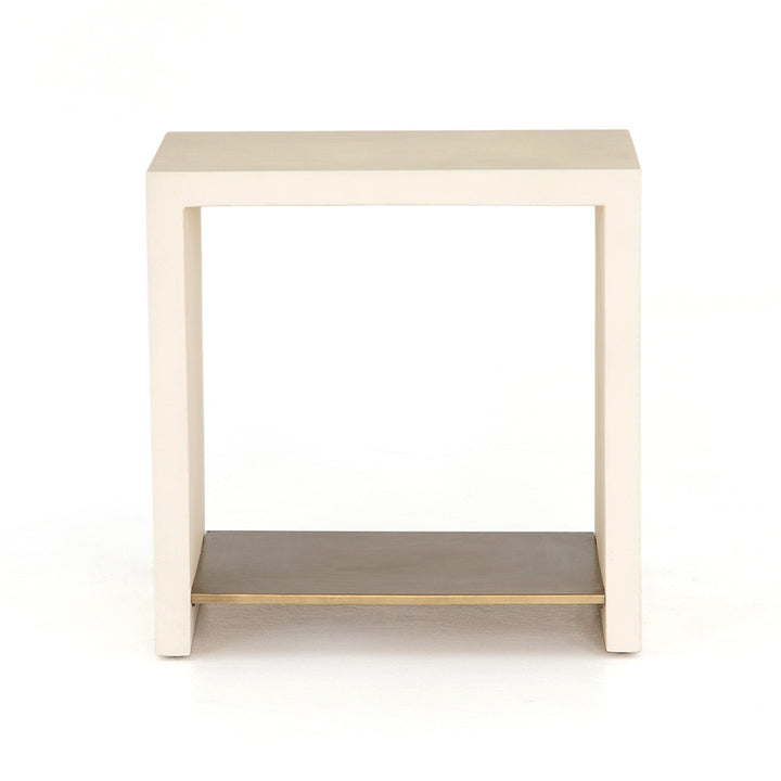 Hugo End Table, Parchment White Living Room Four Hands   