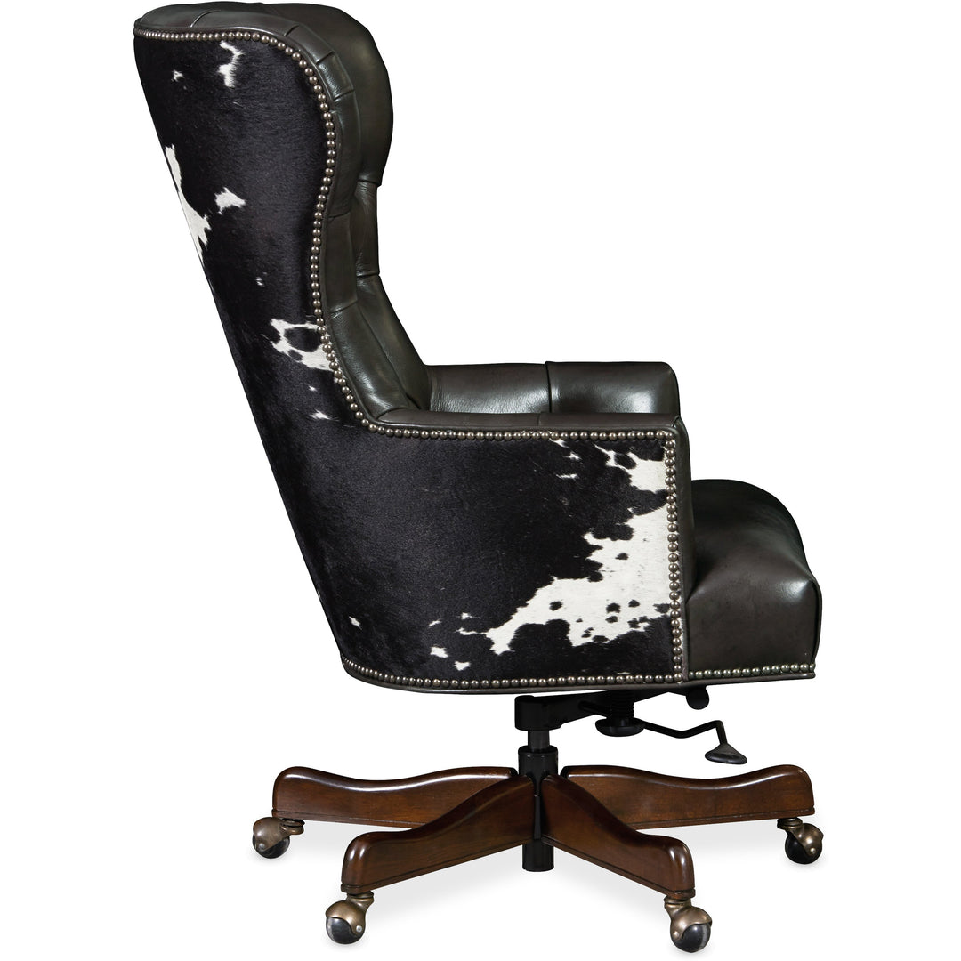 Katherine Executive Swivel Tilt Chair w/  Black & White Hair on Hide 