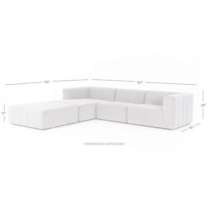 Langham Channeled 3-Pc Sectional with Ottoman Living Room Four Hands   