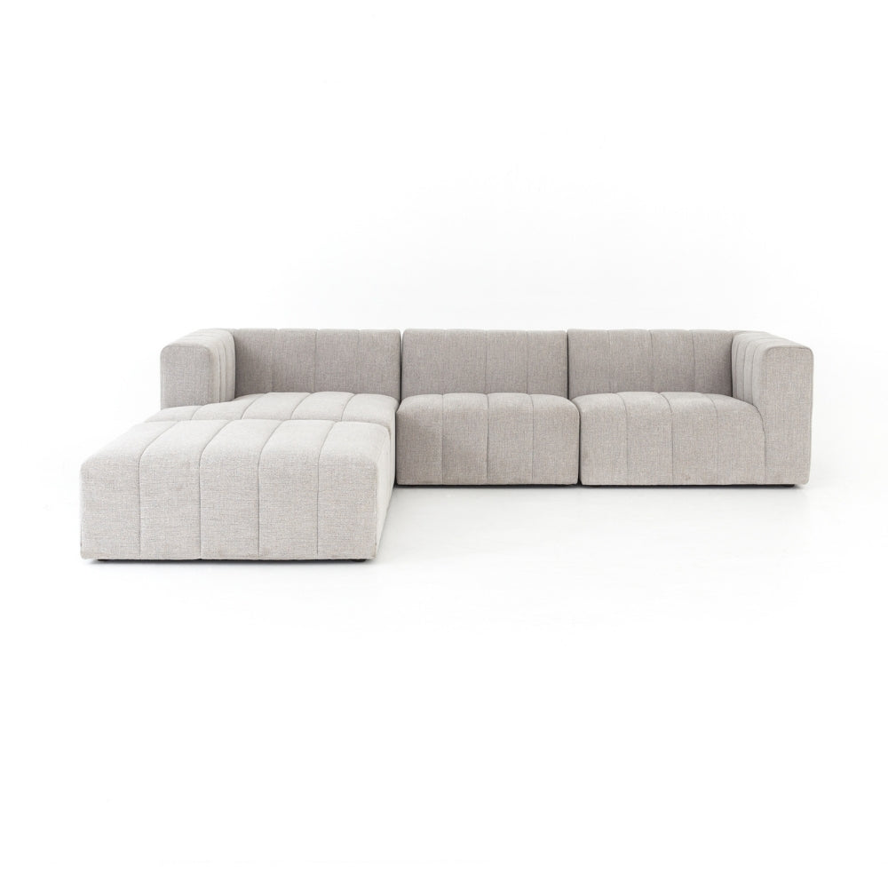 Langham Channeled 3-Pc Sectional with Ottoman Living Room Four Hands   