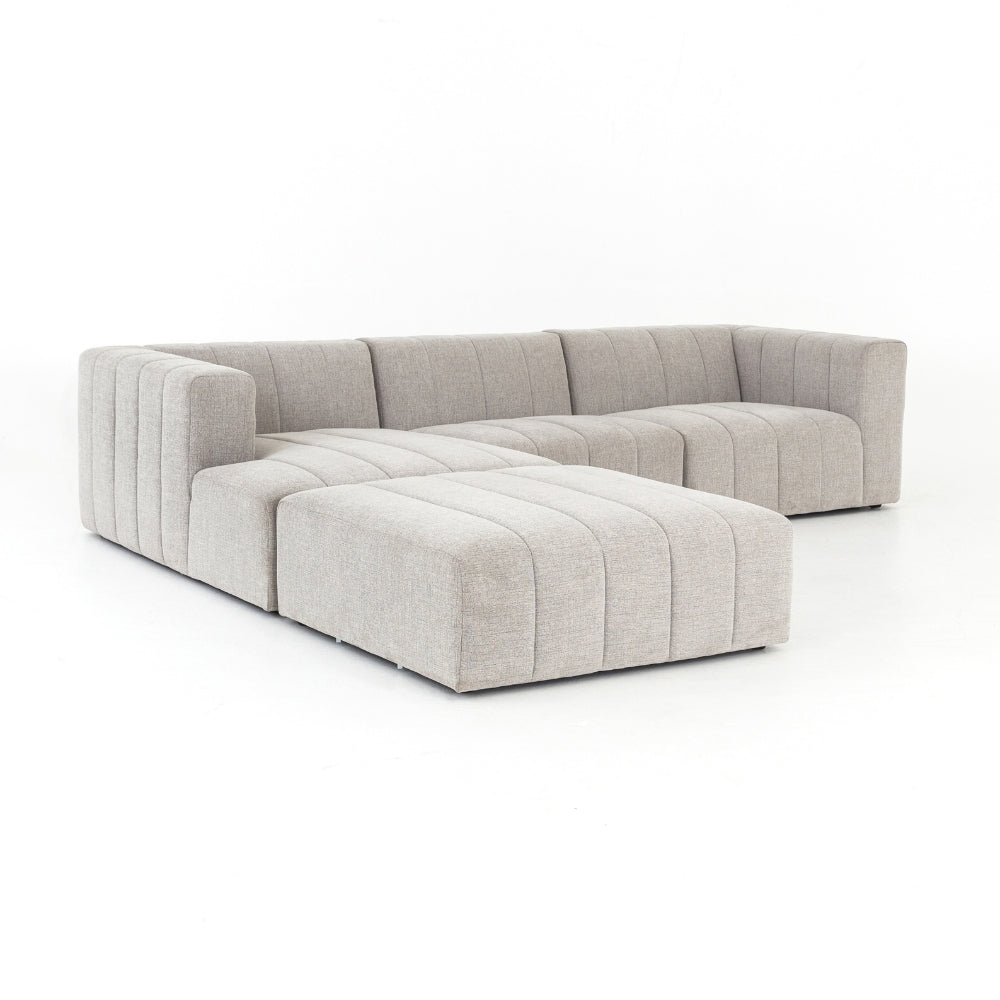 Langham Channeled 3-Pc Sectional with Ottoman Left Arm Facing