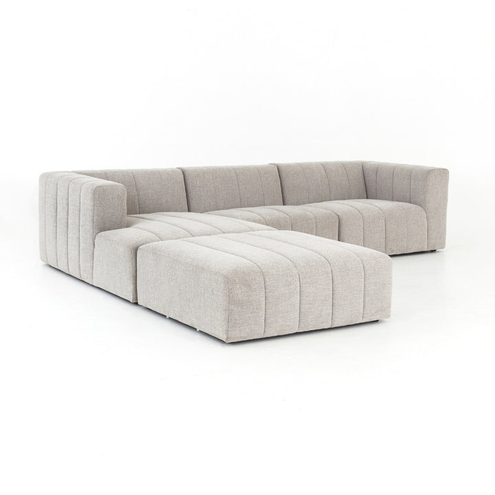 Langham Channeled 3-Pc Sectional with Ottoman Living Room Four Hands Left Arm Facing  