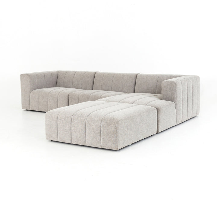 Langham Channeled 3-Pc Sectional with Ottoman Living Room Four Hands Right Arm Facing  