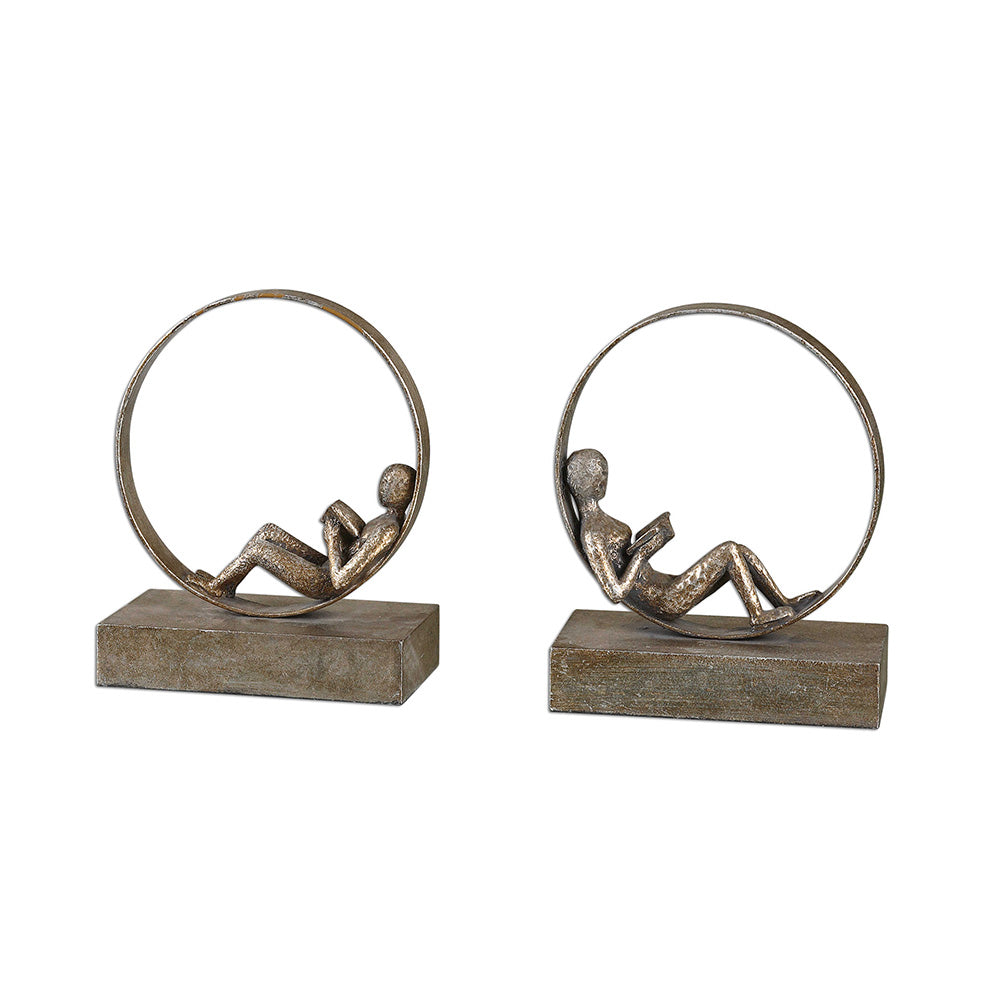 Lounging Reader Bookends, Set of 2 Accessories Uttermost   