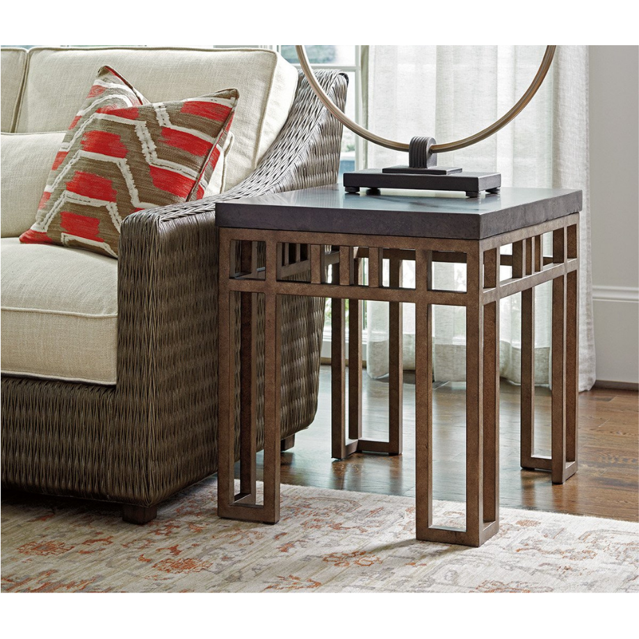 Cypress Point Montera Travertine End Table Living Room Tommy Bahama Home   